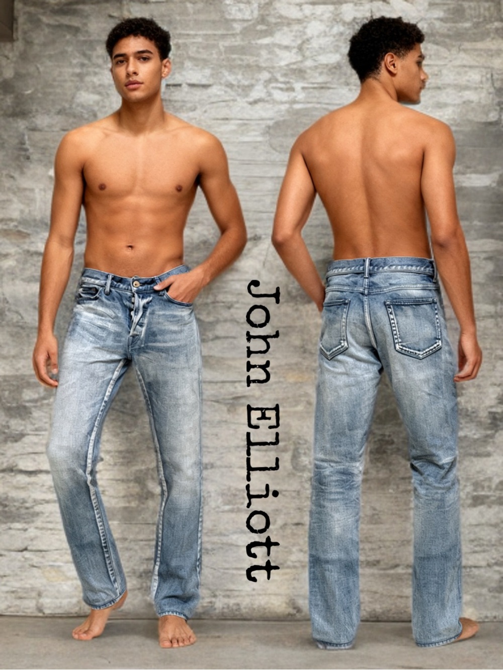 JOHN ELLIOTT 
washed-effect denim jeans with a button fly